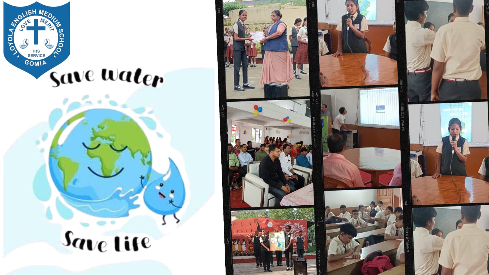 Electronic Banners showing Water Conservation awareness messages posted on the website of the Schools